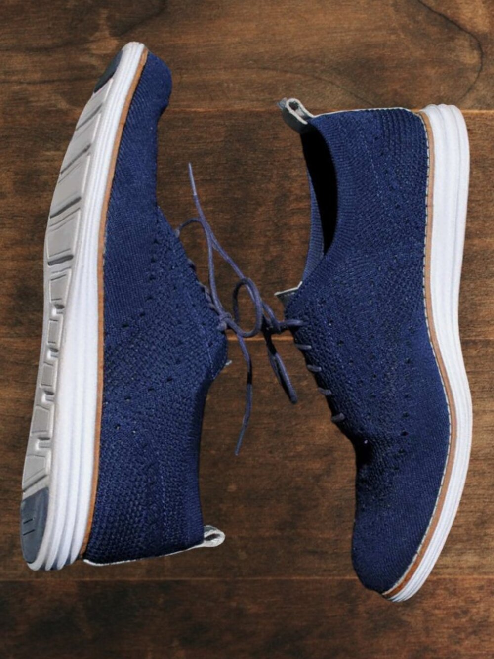 Cole Haan OriginalGrand 9.5 Womens Navy Knit Woven Oxford Lace Ups - Picture 3 of 6